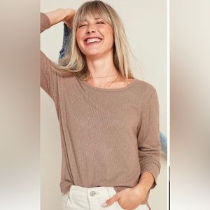 Old Navy Plush Long-Sleeve Rib-Knit Slim-Fit T-Shirt